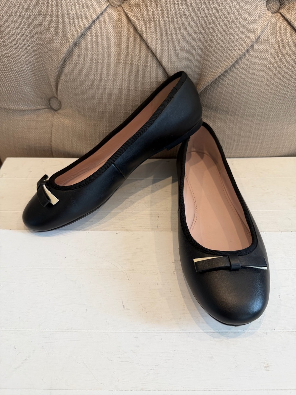 Ted Baker Sualo leather ballerina flats in black Bow women’s Size 37.5 EU/ 7.5US